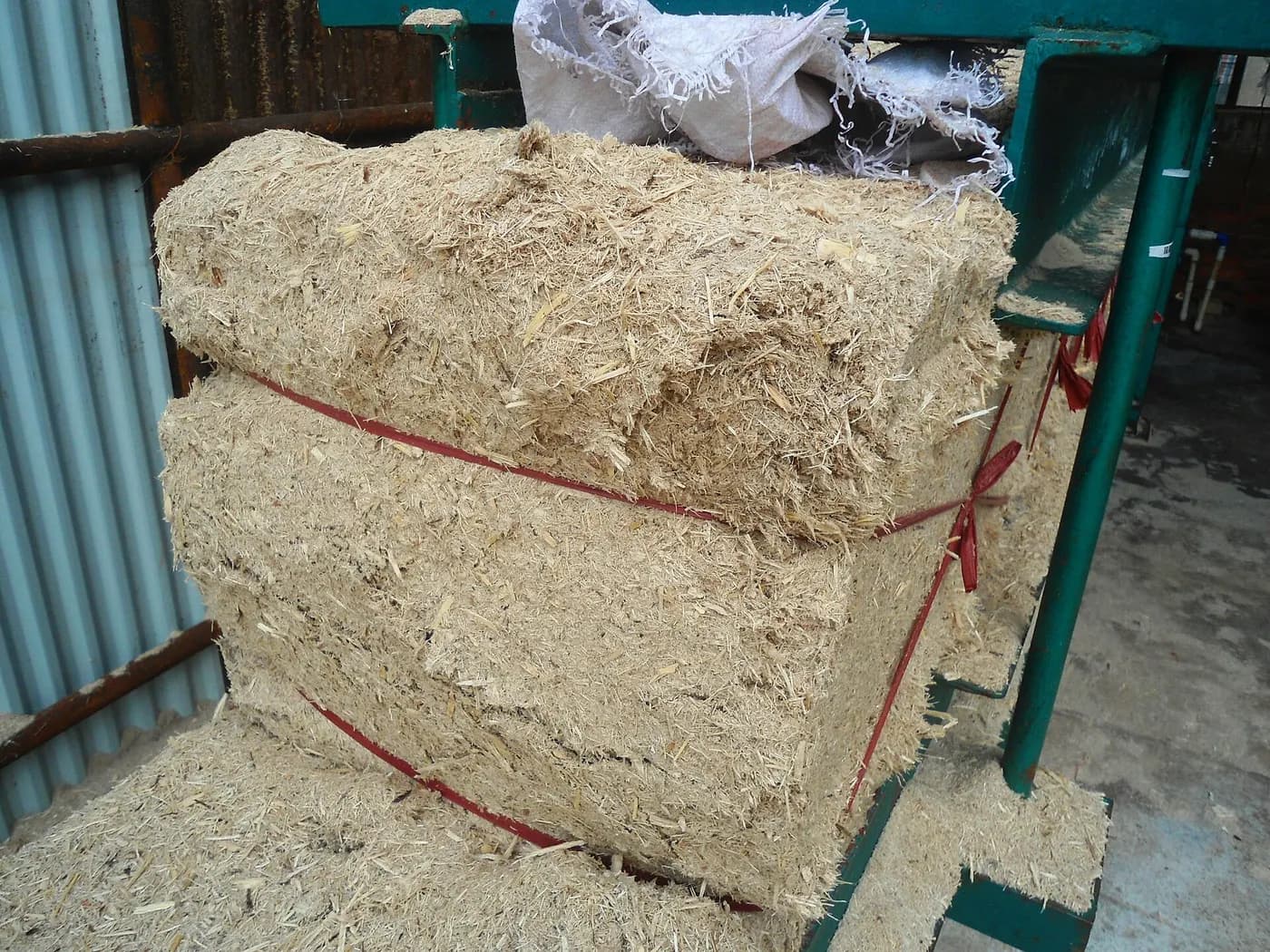 Baled bagasse at a mill