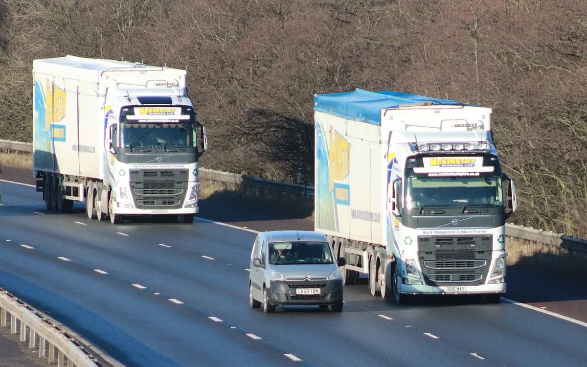 Biomass trucks on the road